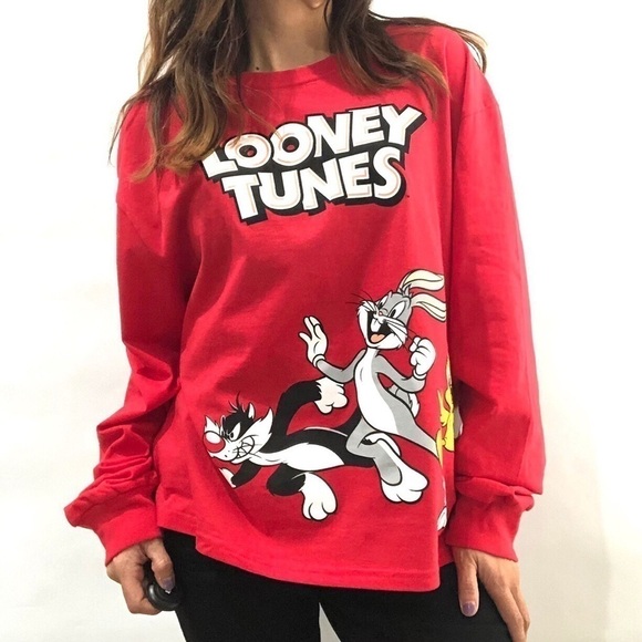 Warner Bros. Tops - Looney Tunes Red Sweatshirt Long Sleeve Large